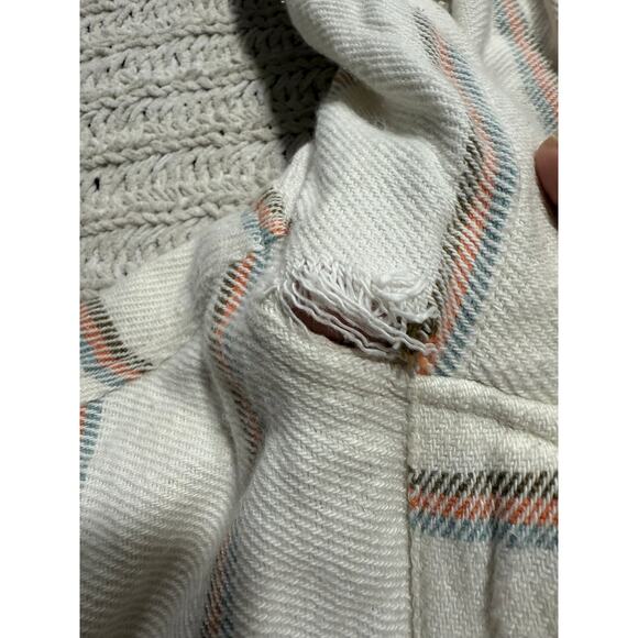 Faherty Baja Poncho Hoodie Tunic Striped Womens Sz Small White WDU1902TWL *Flaw - Picture 9 of 11